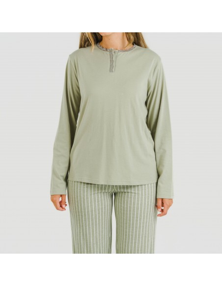 Pijama algodão Raya Beatrice verde caça Pijama algodão Raya Beatrice verde caça