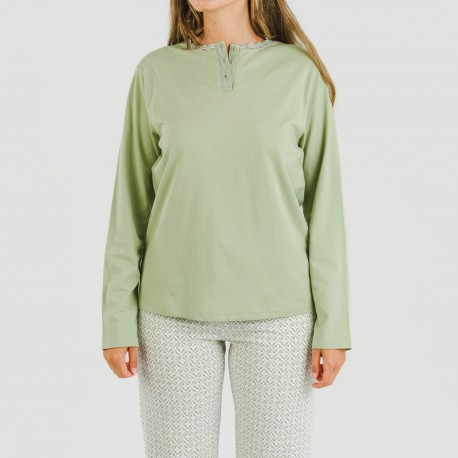 Pijama algodão Michelle verde caça