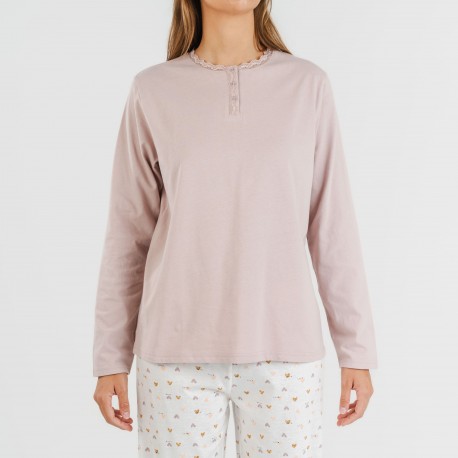 Pijama algodão Isita malva