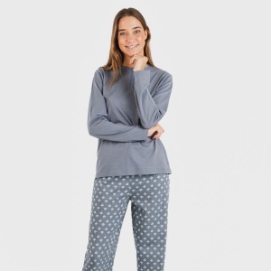 Pijama algodão Summer azul azafata 2
