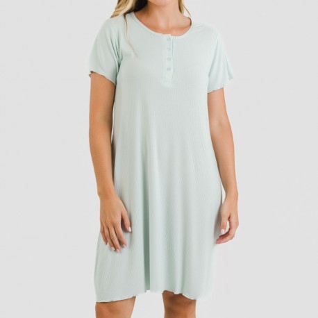 Vestido manga curta canelado viscosa liso