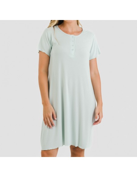 Vestido manga curta canelado viscosa liso Vestido manga curta canelado viscosa liso