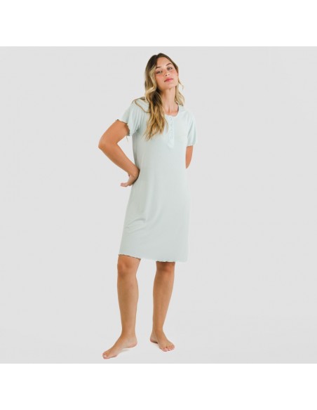 Vestido manga curta canelado viscosa liso Vestido manga curta canelado viscosa liso