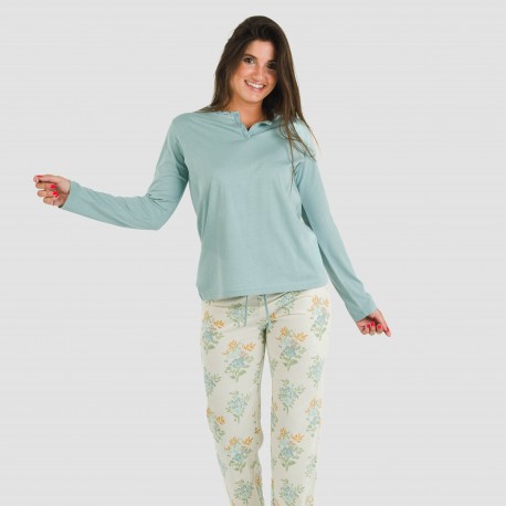 Pijama algodão Lete azul indigo