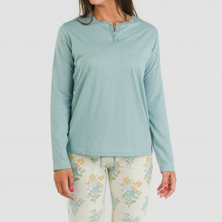 Pijama algodão Lete azul indigo