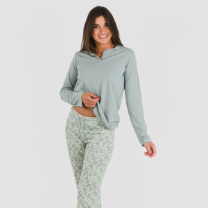 Pijama algodão Nadia verde azulado 2