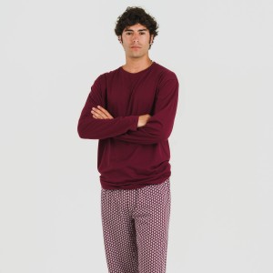 Pijama algodão homem Sassy bordeaux 2