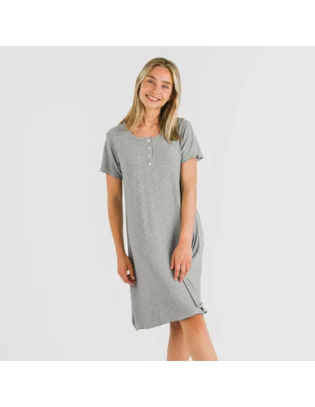 Vestido manga curta canelado viscosa liso Vestido manga curta canelado viscosa liso