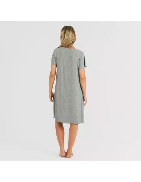 Vestido manga curta canelado viscosa liso Vestido manga curta canelado viscosa liso