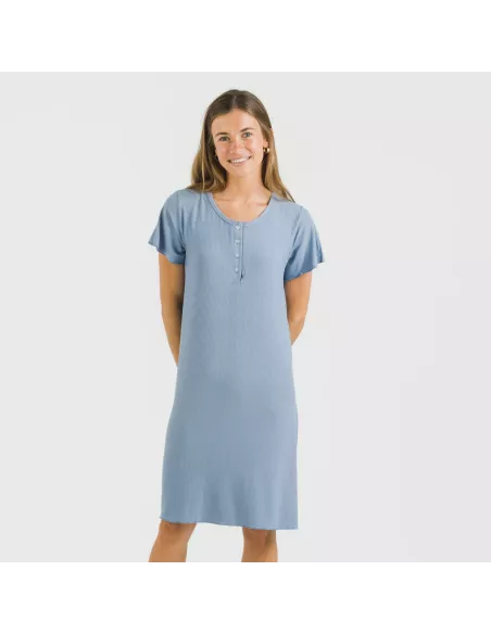 Vestido manga curta canelado viscosa liso Vestido manga curta canelado viscosa liso