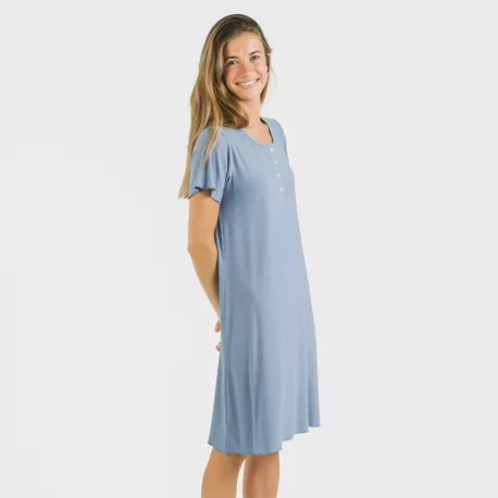 Vestido manga curta canelado viscosa liso