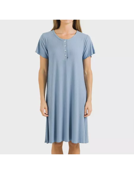 Vestido manga curta canelado viscosa liso Vestido manga curta canelado viscosa liso