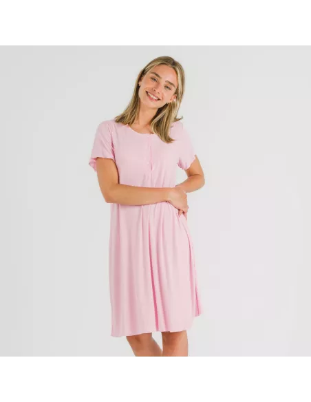 Vestido manga curta canelado viscosa liso Vestido manga curta canelado viscosa liso