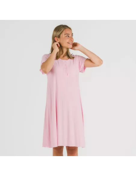 Vestido manga curta canelado viscosa liso Vestido manga curta canelado viscosa liso