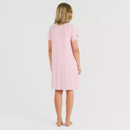 Vestido manga curta canelado viscosa liso