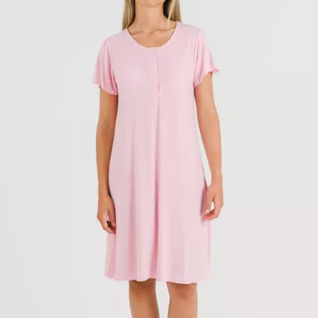 Vestido manga curta canelado viscosa liso