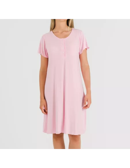 Vestido manga curta canelado viscosa liso Vestido manga curta canelado viscosa liso