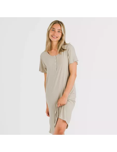 Vestido manga curta canelado viscosa liso Vestido manga curta canelado viscosa liso