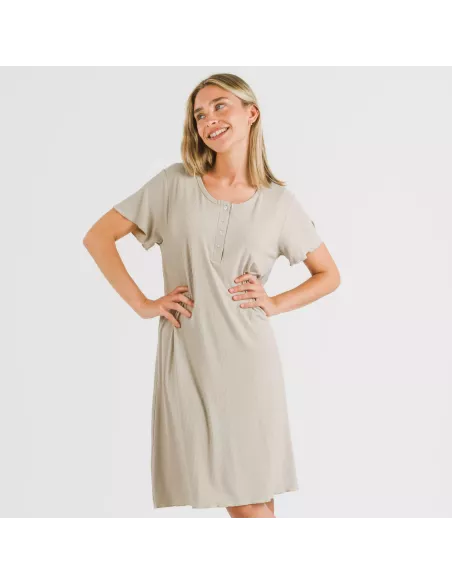 Vestido manga curta canelado viscosa liso Vestido manga curta canelado viscosa liso