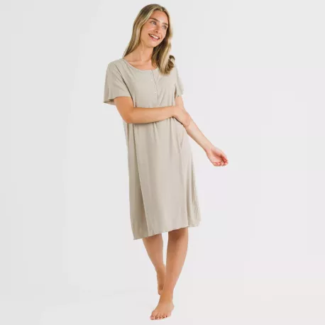 Vestido manga curta canelado viscosa liso