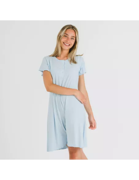 Vestido manga curta canelado viscosa liso Vestido manga curta canelado viscosa liso