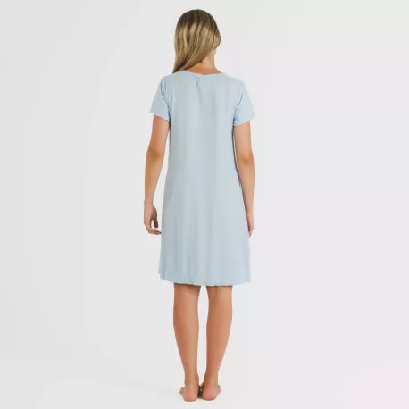 Vestido manga curta canelado viscosa liso