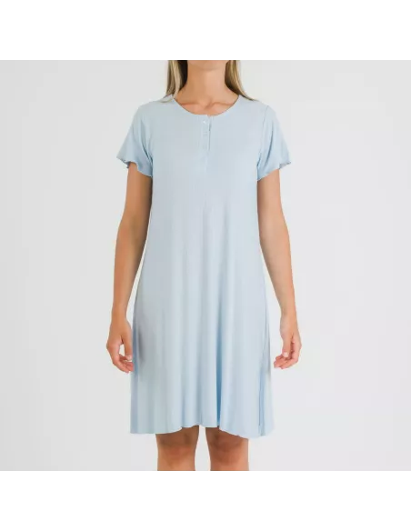 Vestido manga curta canelado viscosa liso Vestido manga curta canelado viscosa liso