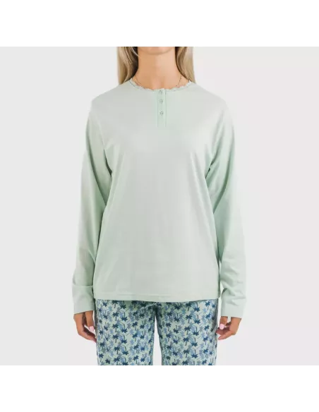 Pijama algodão Gaia verde tiffany Pijama algodão Gaia verde tiffany