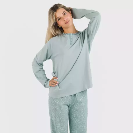 Pijama algodão Anita azul indigo