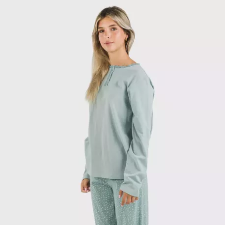 Pijama algodão Anita azul indigo