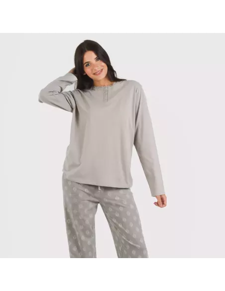 Pijama algodão Garbo cinza misto