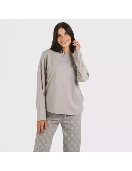 Pijama algodão Garbo cinza misto