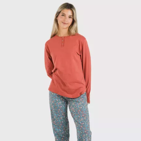 Pijama algodão Campiña cor telha