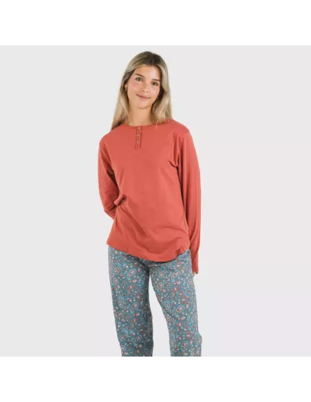 Pijama algodão Campiña cor telha