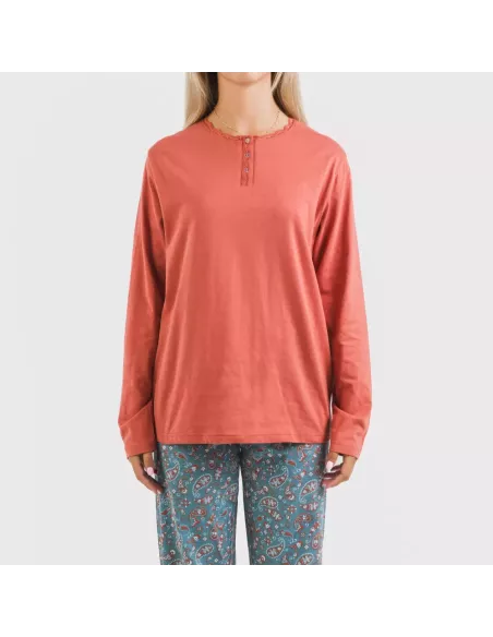 Pijama algodão Campiña cor telha