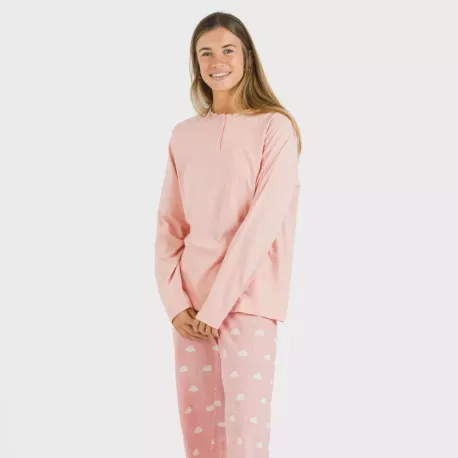 Pijama algodão Nubecita rosa