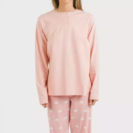 Pijama algodão Nubecita rosa