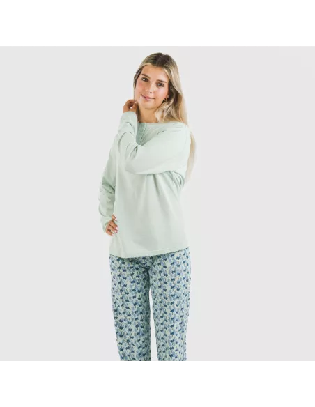 Pijama algodão Gaia verde tiffany Pijama algodão Gaia verde tiffany