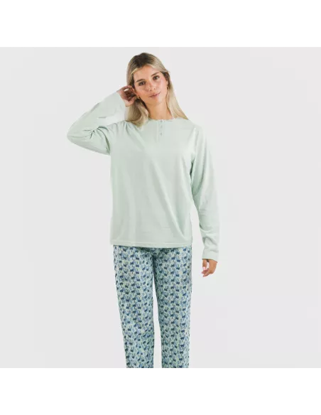Pijama algodão Gaia verde tiffany Pijama algodão Gaia verde tiffany