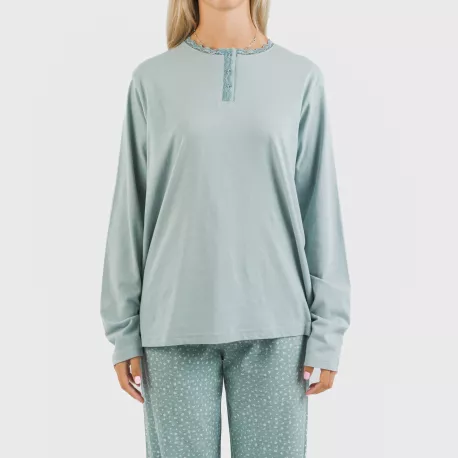 Pijama algodão Anita azul indigo