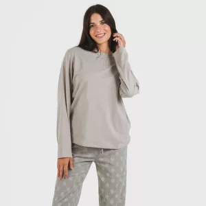 Pijama algodão Garbo cinza misto 2