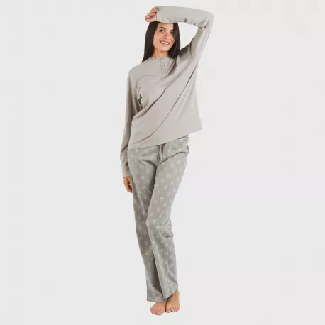 Pijama algodão Garbo cinza misto