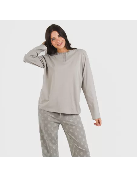 Pijama algodão Garbo cinza misto