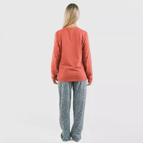 Pijama algodão Campiña cor telha