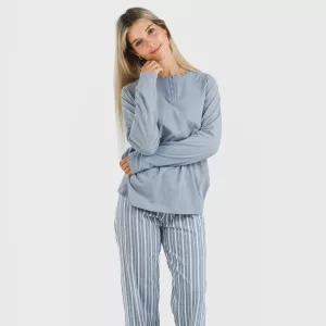 Pijama algodão Raya Tomas azul indigo 2