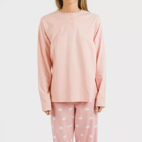 Pijama algodão Nubecita rosa