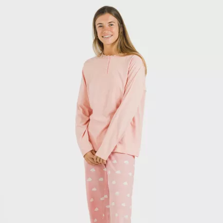 Pijama algodão Nubecita rosa