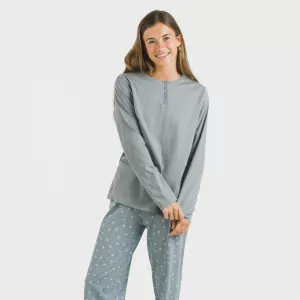 Pijama algodão Lives azul indigo
