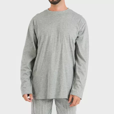 Pijama algodão homem Beto cinza misto