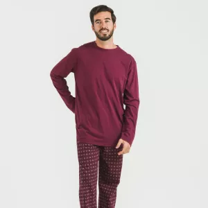 Pijama algodão homem Loui bordeaux 2